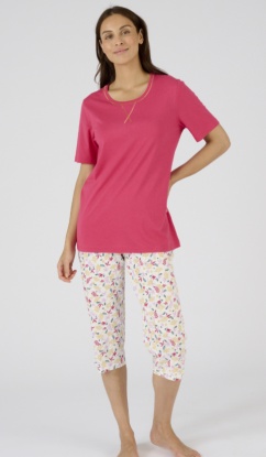 Damart 100% Cotton Short Sleeve Cropped Pyjamas